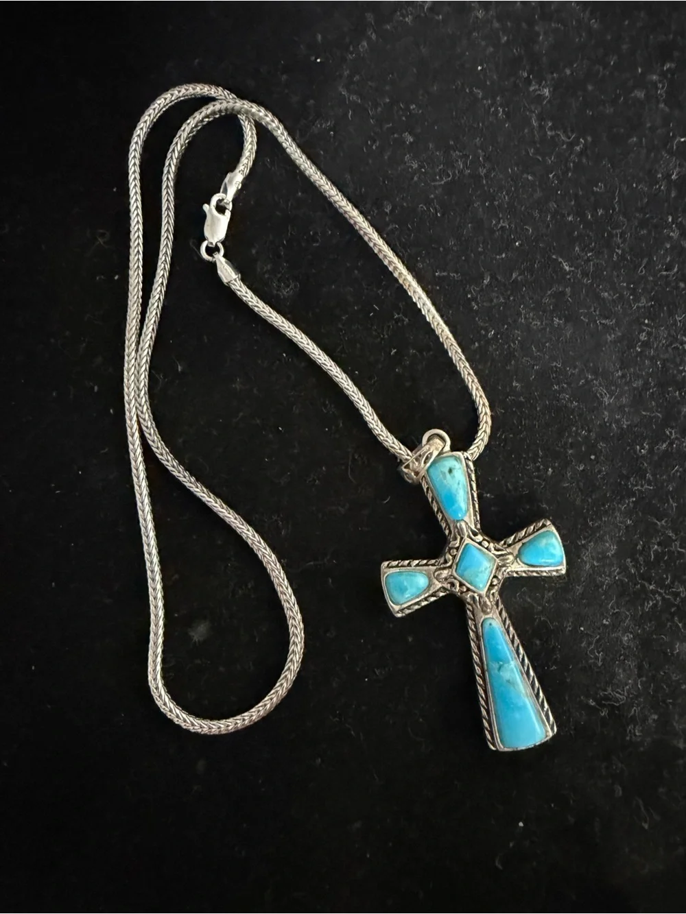 STAUER 925 Sterling Silver turquoise cross necklace